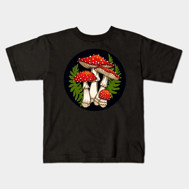 Magic Mushrooms Kids T-Shirt by CattGDesigns